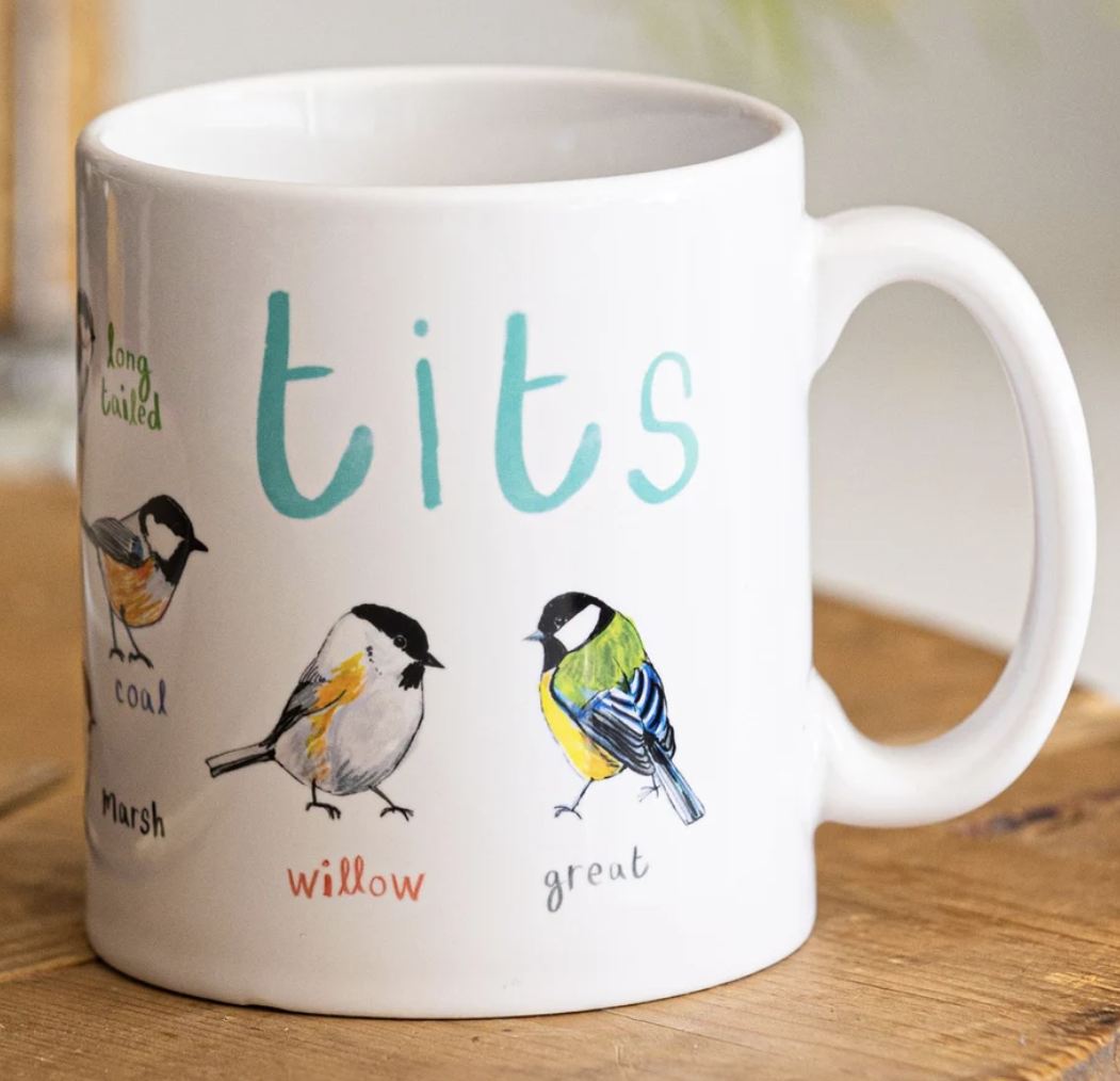 Tits Ceramic White Bird Mug