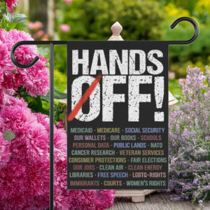 Hand Off Garden Flag