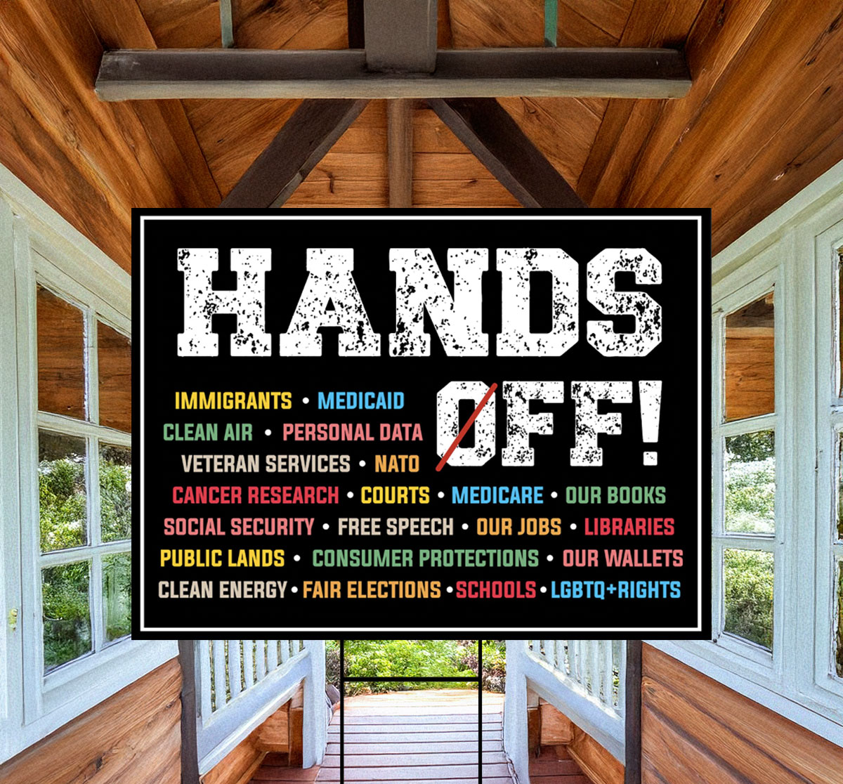 Hands Off Anti Trump Yard Sign