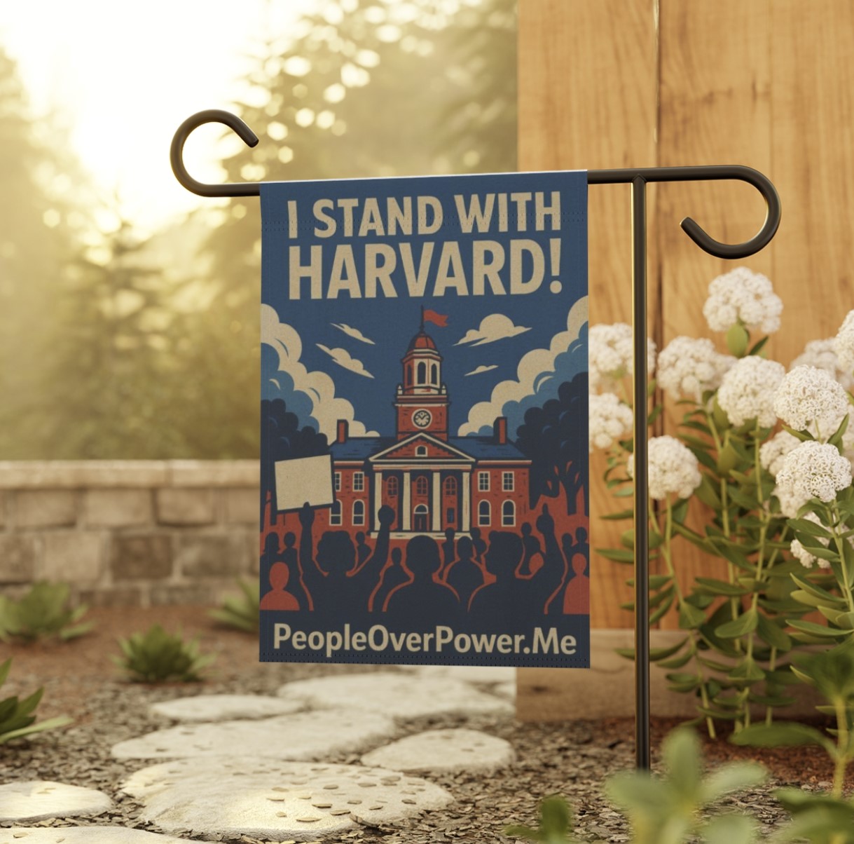 I Stand With Harvard Protest Rights Garden Banner