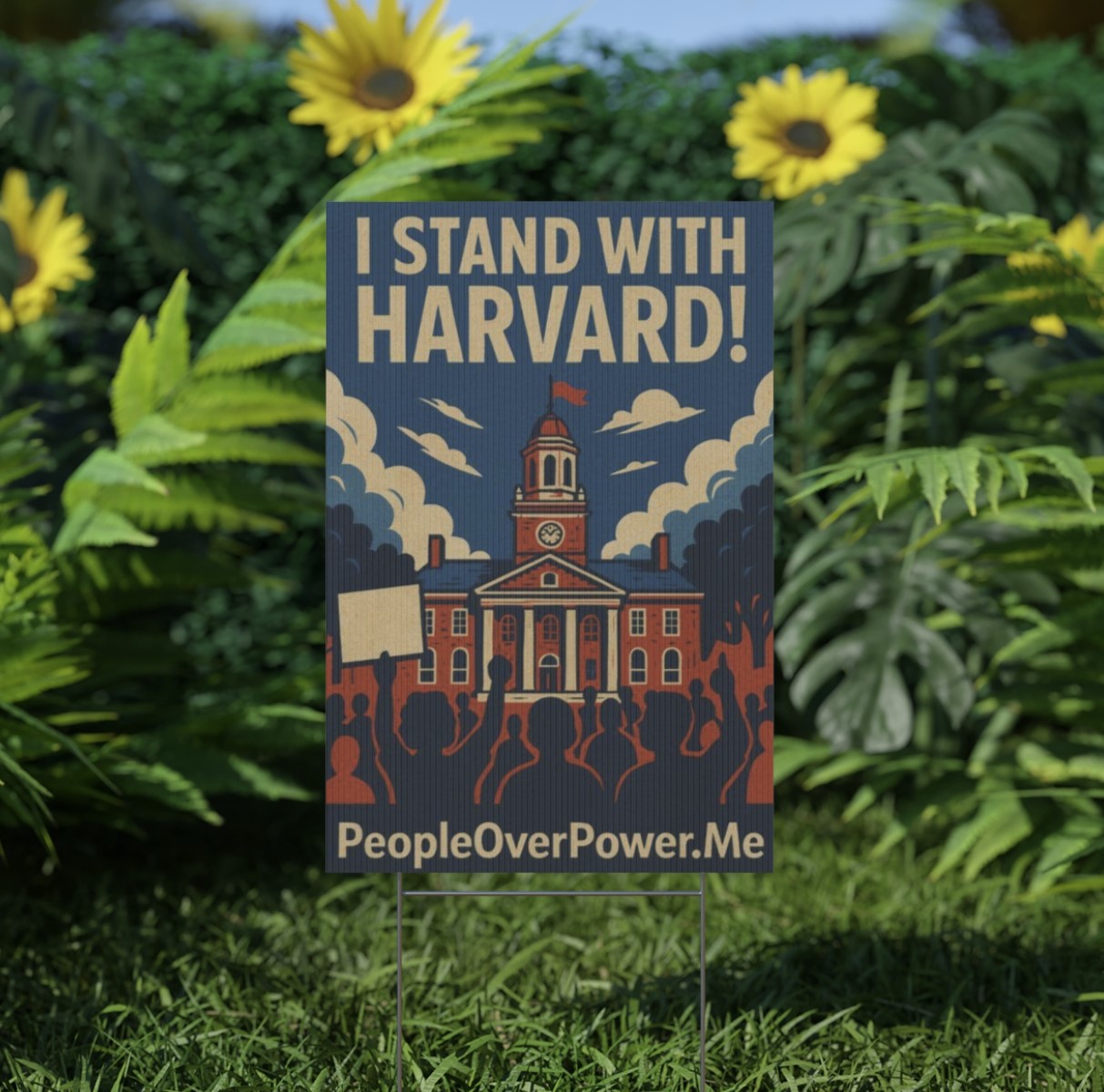 I Stand With Harvard Protest Rights Yard Sign