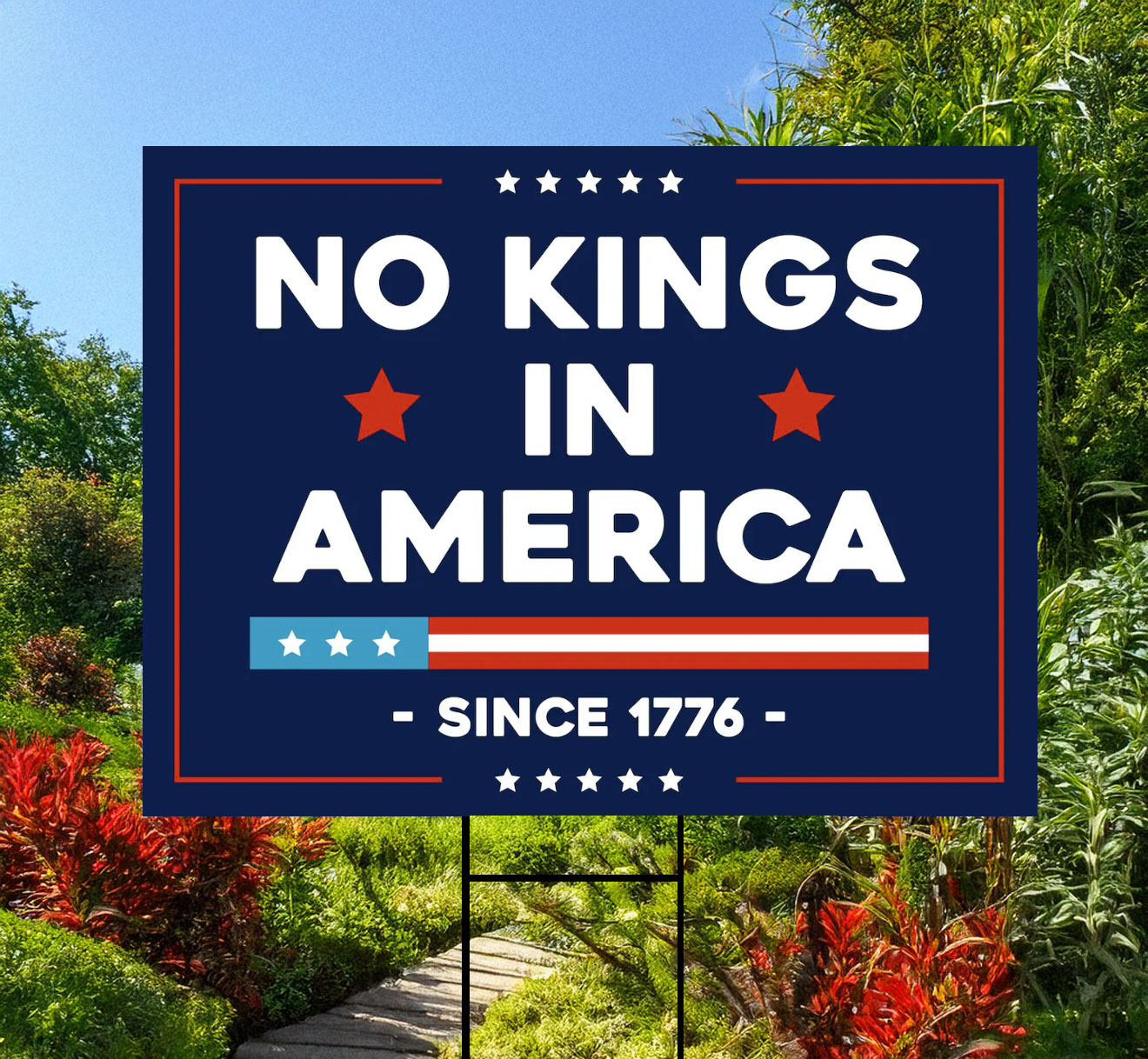 No Kings In America Resist Anti-Trump Yard Sign