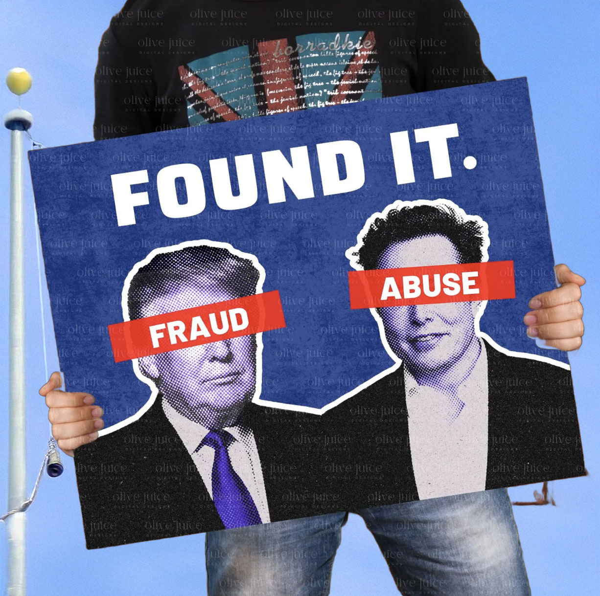 Protest Sign Elon Musk Resist Donald Trump Democrat Oligarch Billionaire Idiocracy Waste Fraud
