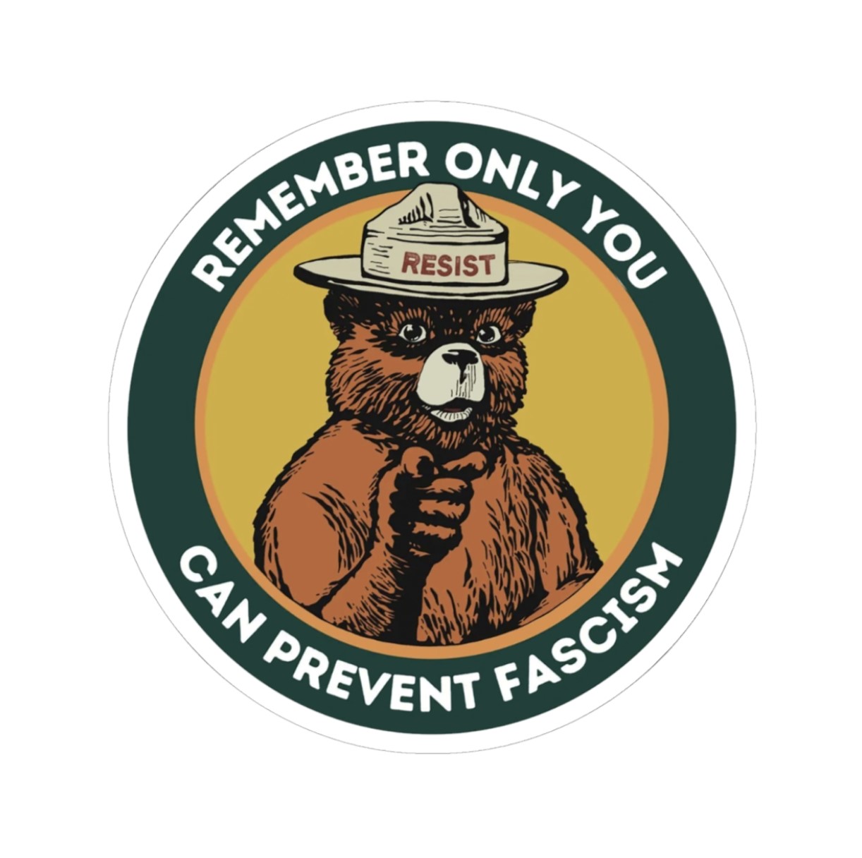 Smokey the Bear Alt National Park Anti Trump Sticker