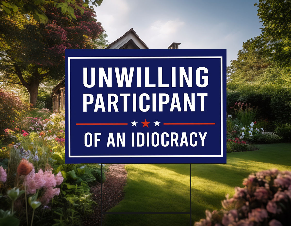Unwilling Participant of an Idiocracy Yard Sign Anti Trump