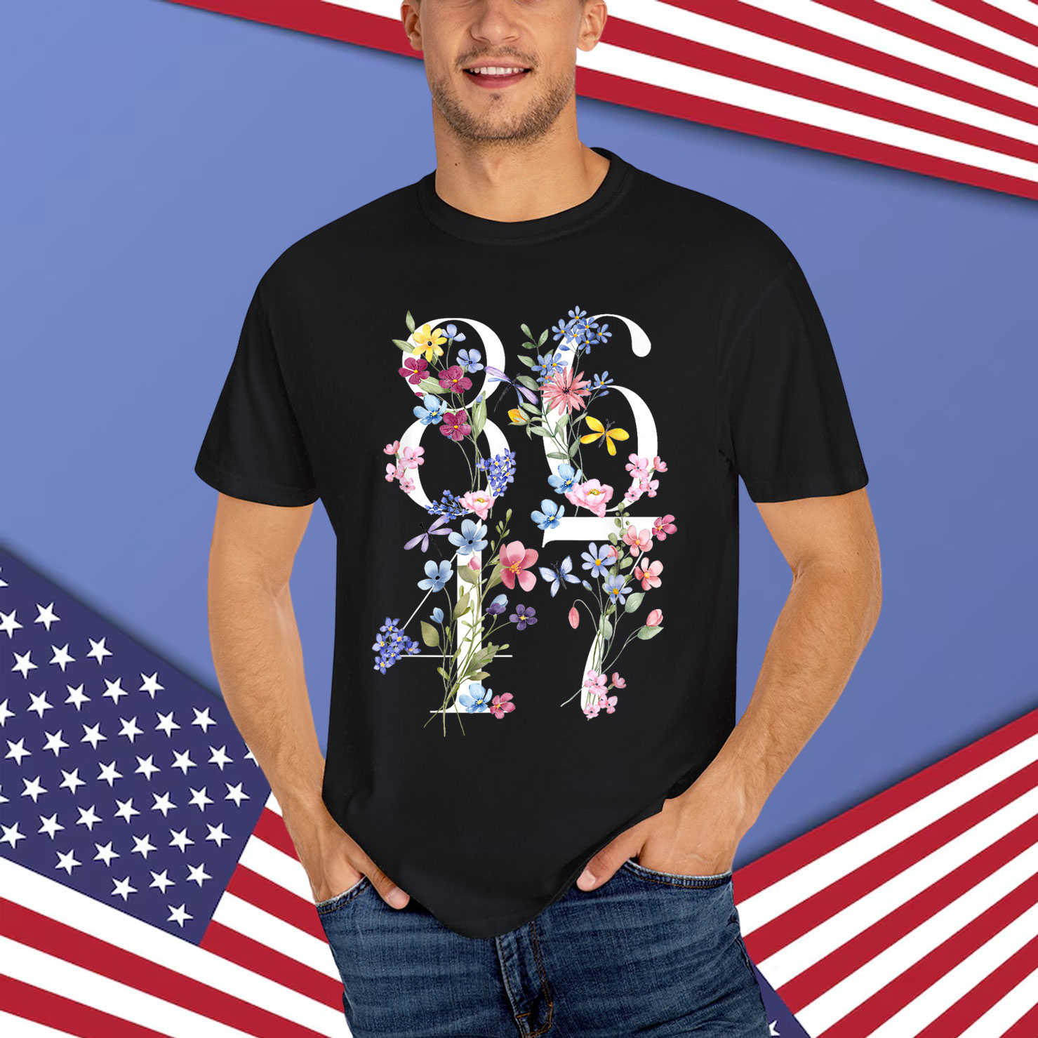 86 47 Floral Boho Style T-Shirt