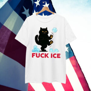 Anti Trump Fuck Ice Funny Black Cat Shirt