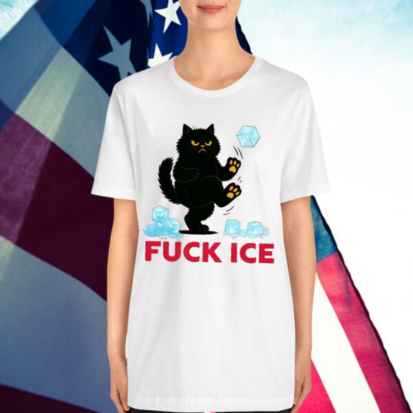 Anti Trump Fuck Ice Funny Black Cat Shirt