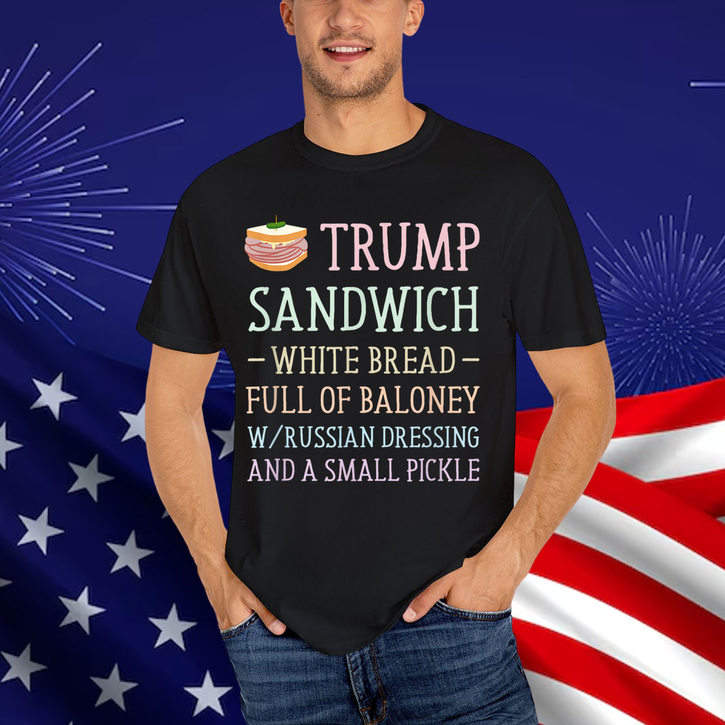 Anti Trump Sandwich Sign Funny T-Shirt