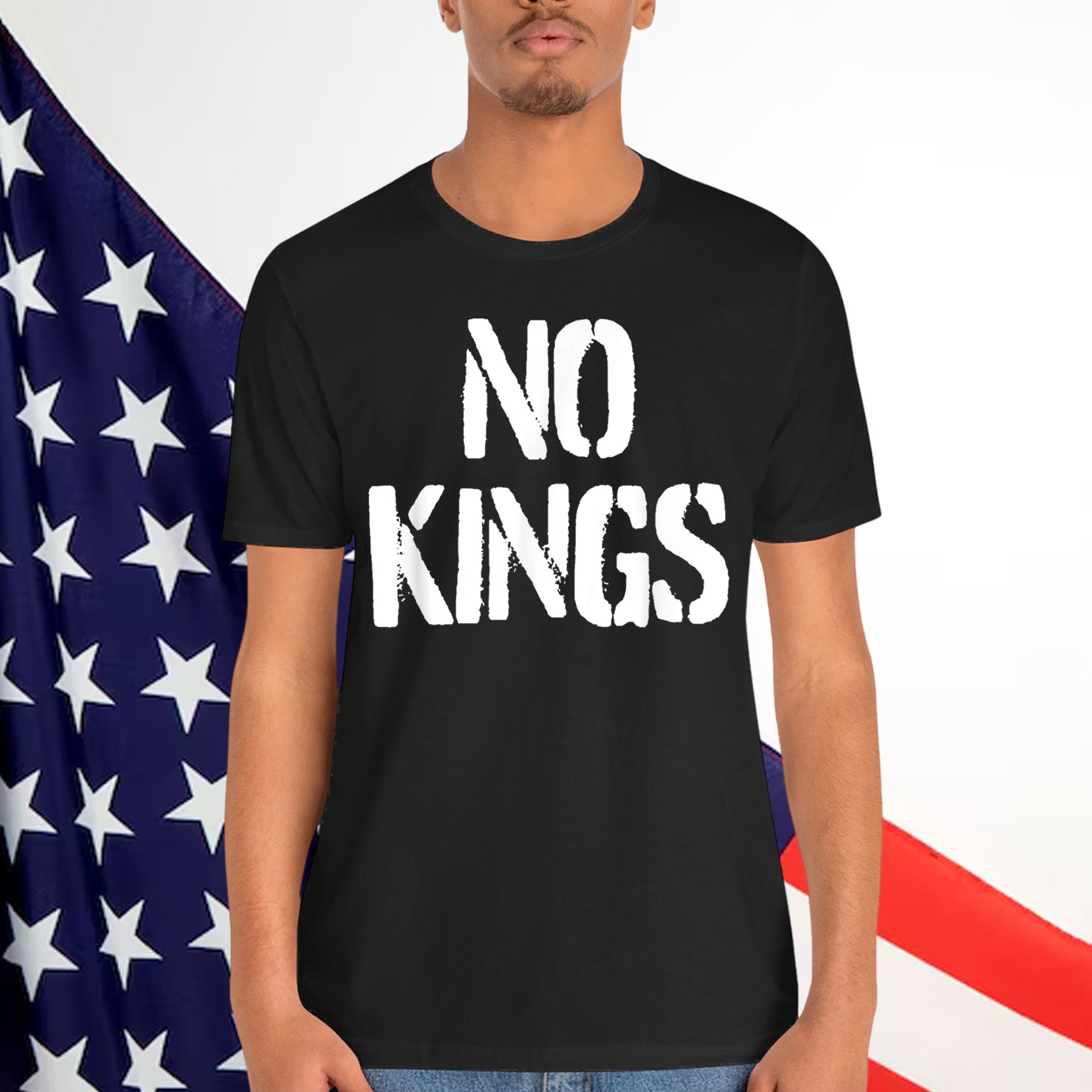 Black Modern King Letter Print T-Shirt