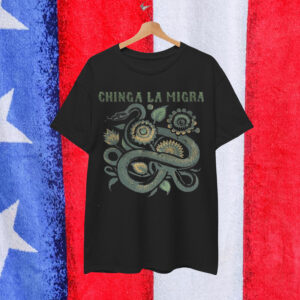 Chinga La Migra Shirt Folk Art Snake Floral Design Shirt