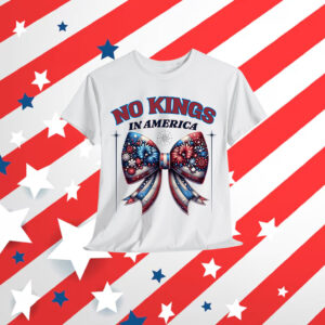 Coquette Bow No Kings In America Patriotic T-Shirt