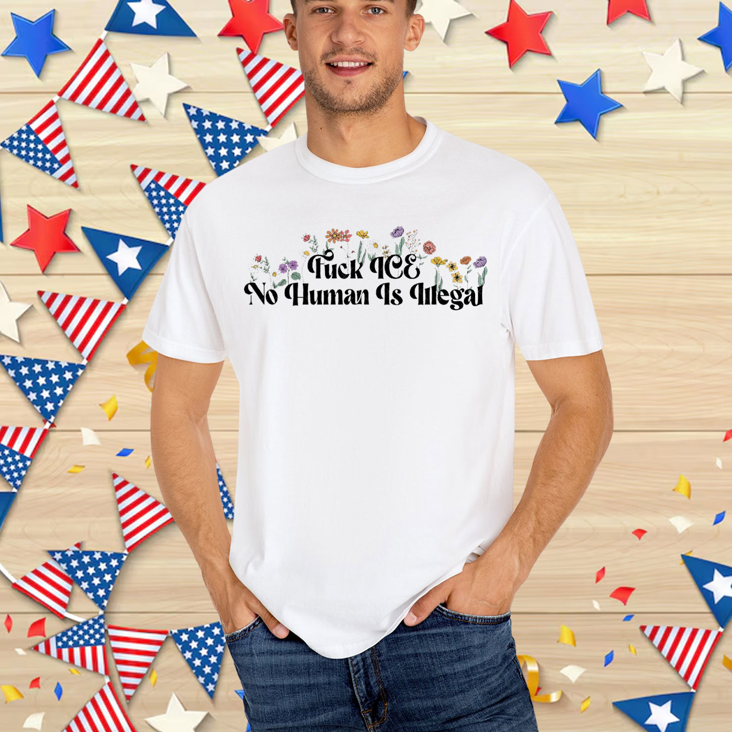 Floral Fuck Ice Anti Trump Shirt