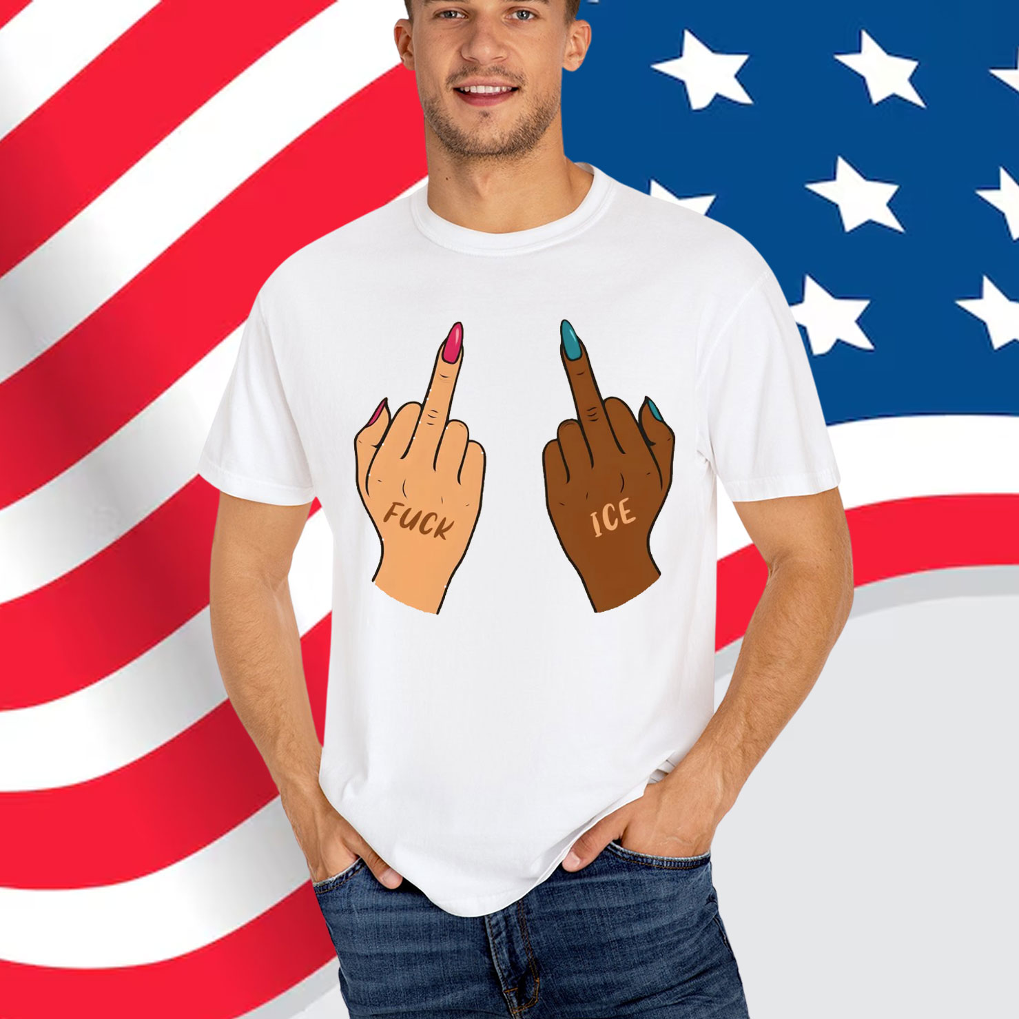 Fuck Ice Middle Fingers Shirt
