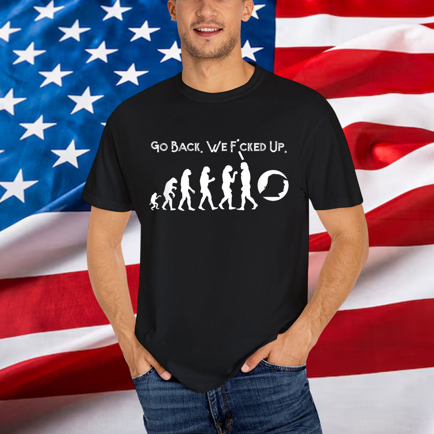 Funny Anti Trump Go Back Trump Evolution T-Shirt