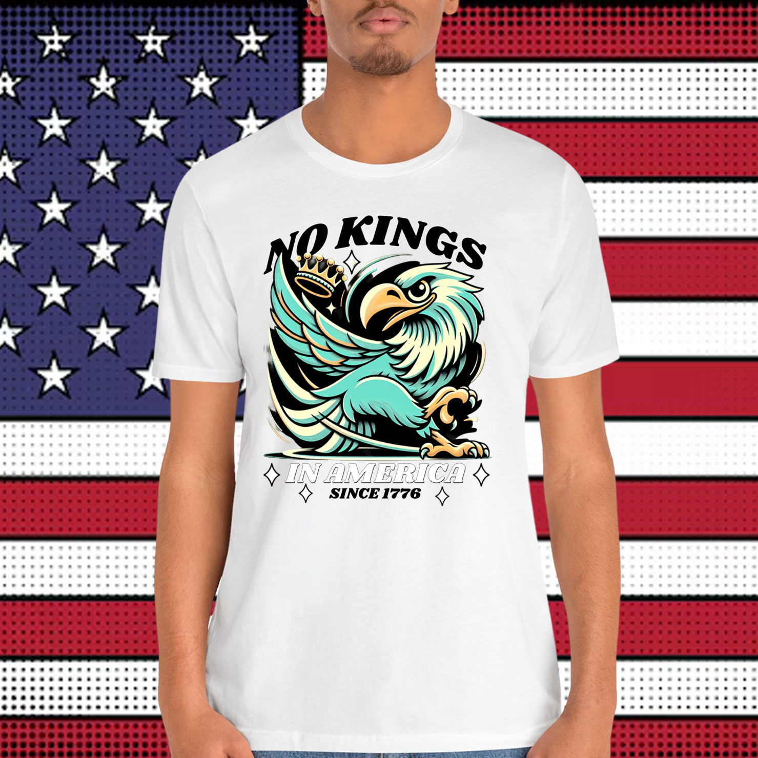 Funny Bald Eagle No Kings In America Fireworks T-Shirt