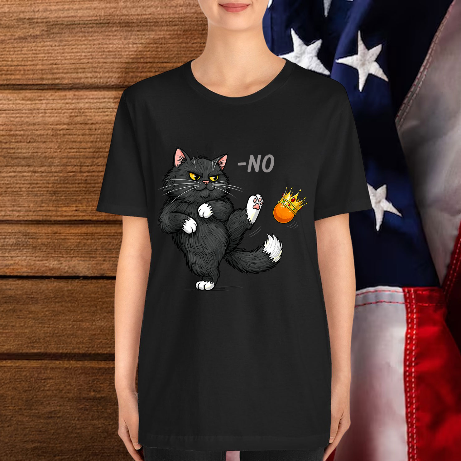 Funny No Kings In America Cat Political No Royalty T-Shirt