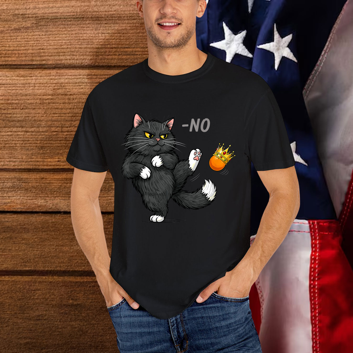 Funny No Kings In America Cat Political No Royalty T-Shirt