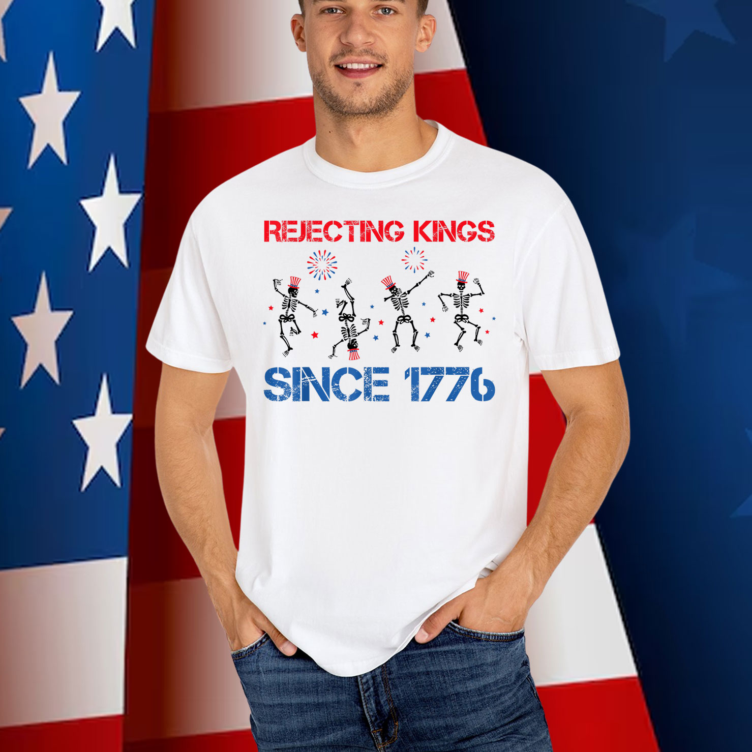 Funny Skeleton Amercian Since 1776 T-Shirt