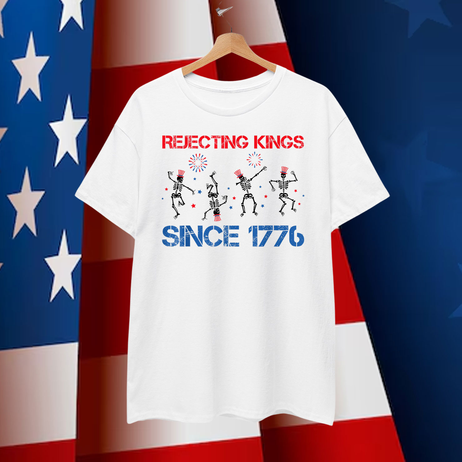 Funny Skeleton Amercian Since 1776 T-Shirt