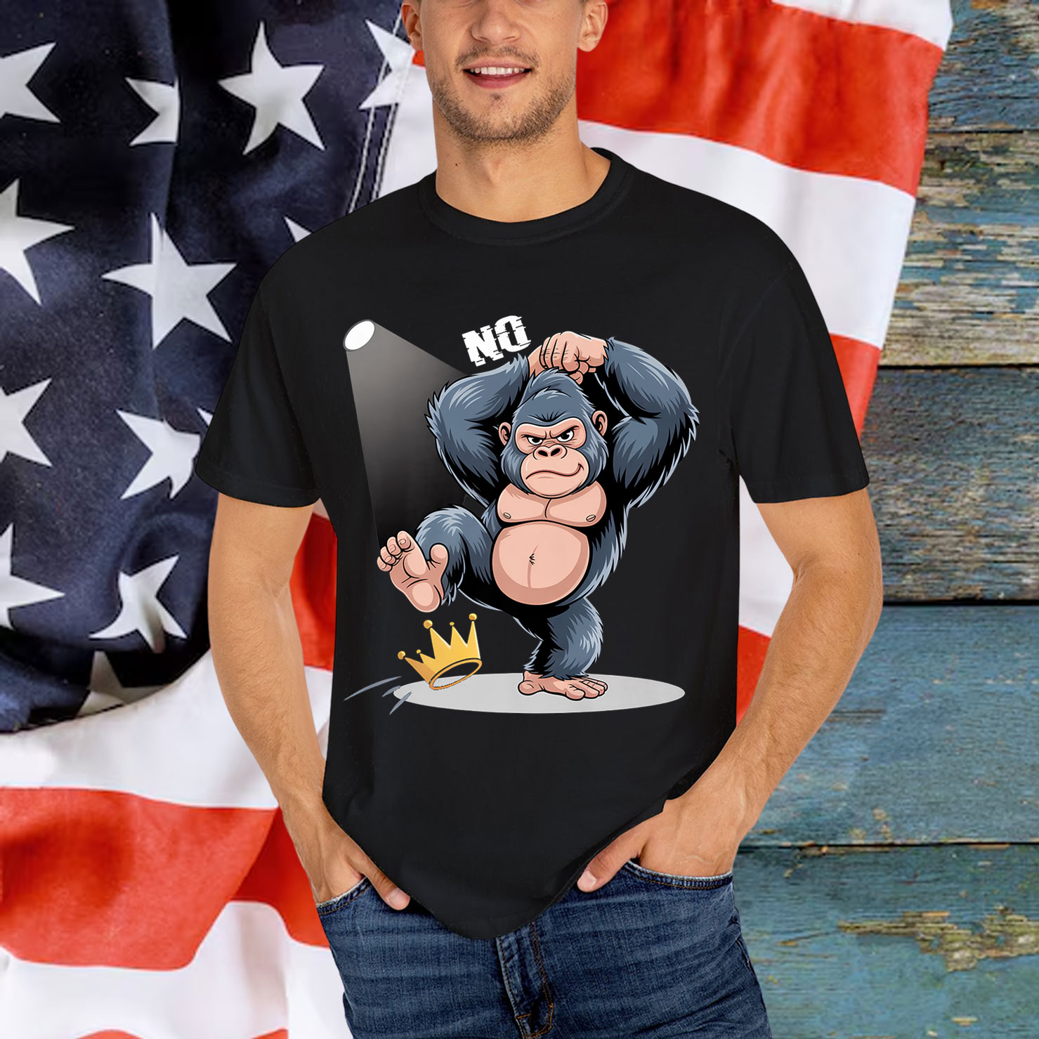 Gorrilla Funny No Kings In America T-Shirt