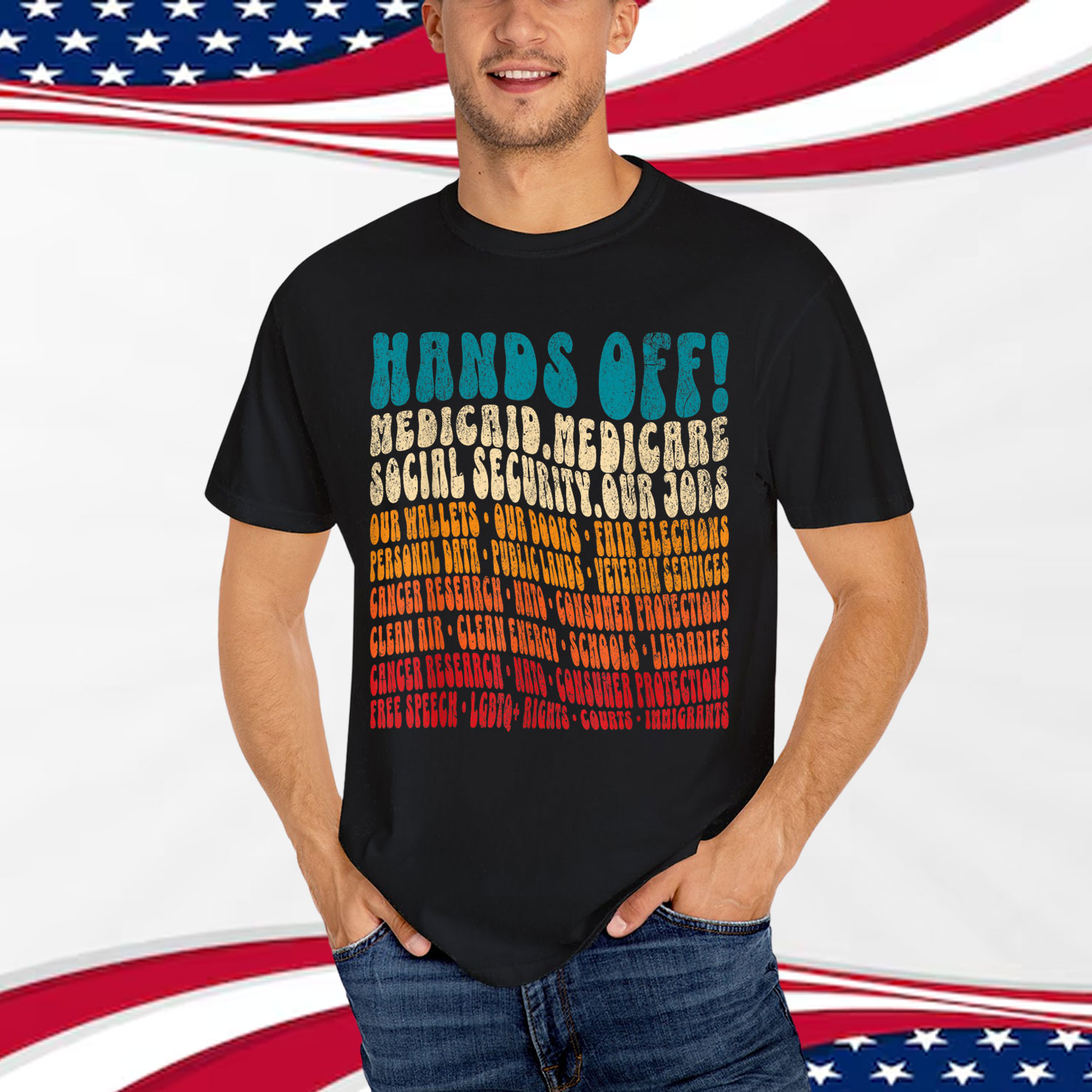 Hands Off Protest Fight Resist Protect Men T-Shirt