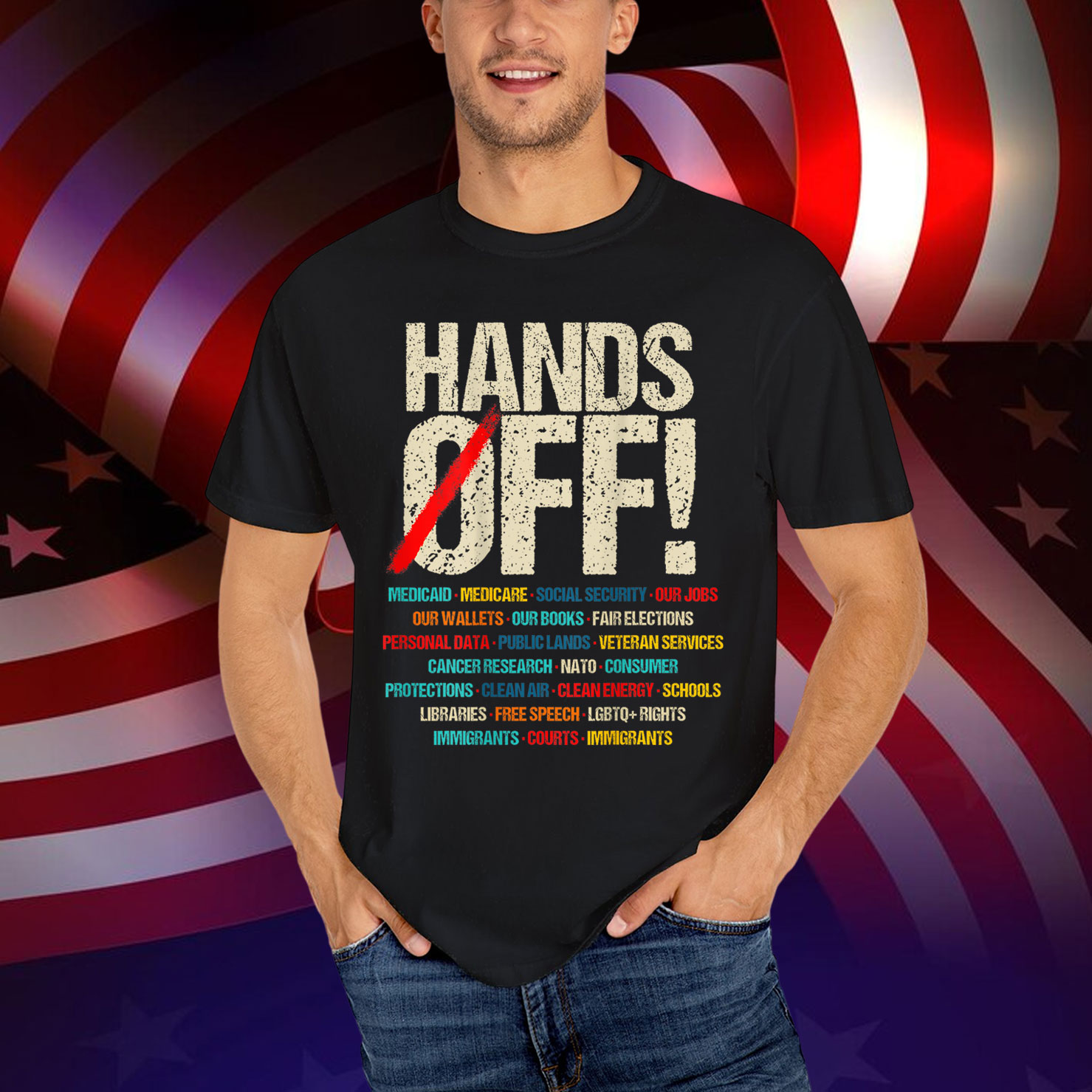 Hands Off Protest Funny Vintage T-Shirt