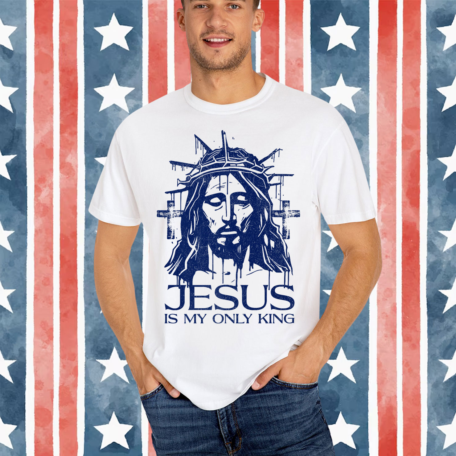 Jesus Is My Only King No Kings in America 1776 Bold Faith T-Shirt