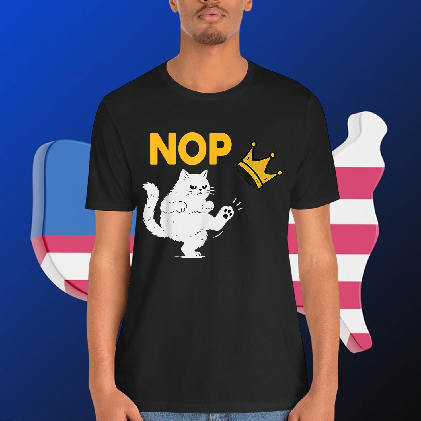 NOPE No Kings in America Black Cat Pro Democracy T-Shirt