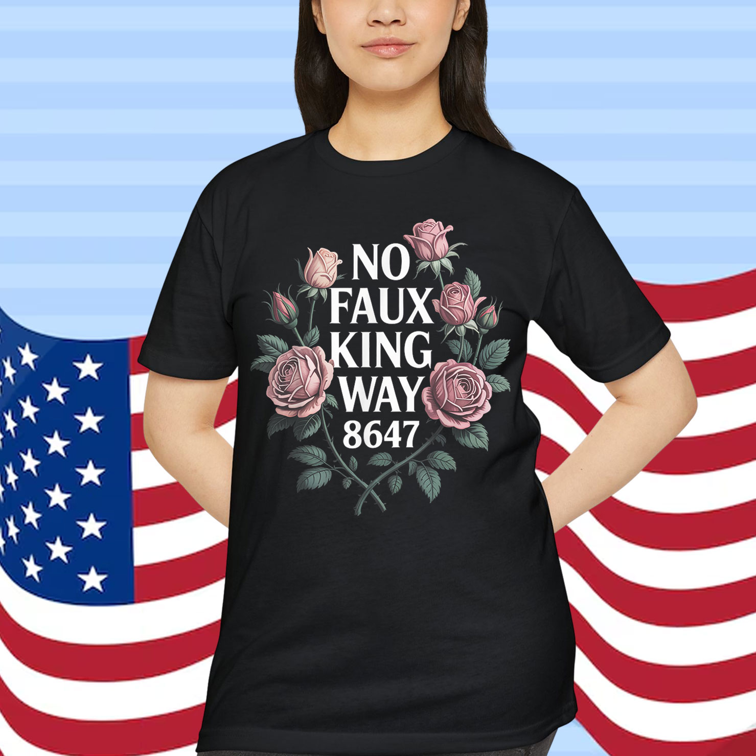 No Faux King Way 86 47 Resist 70s Retro Floral T-Shirt