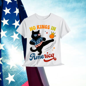 No Faux King Way America Funny Black Cat T-Shirt