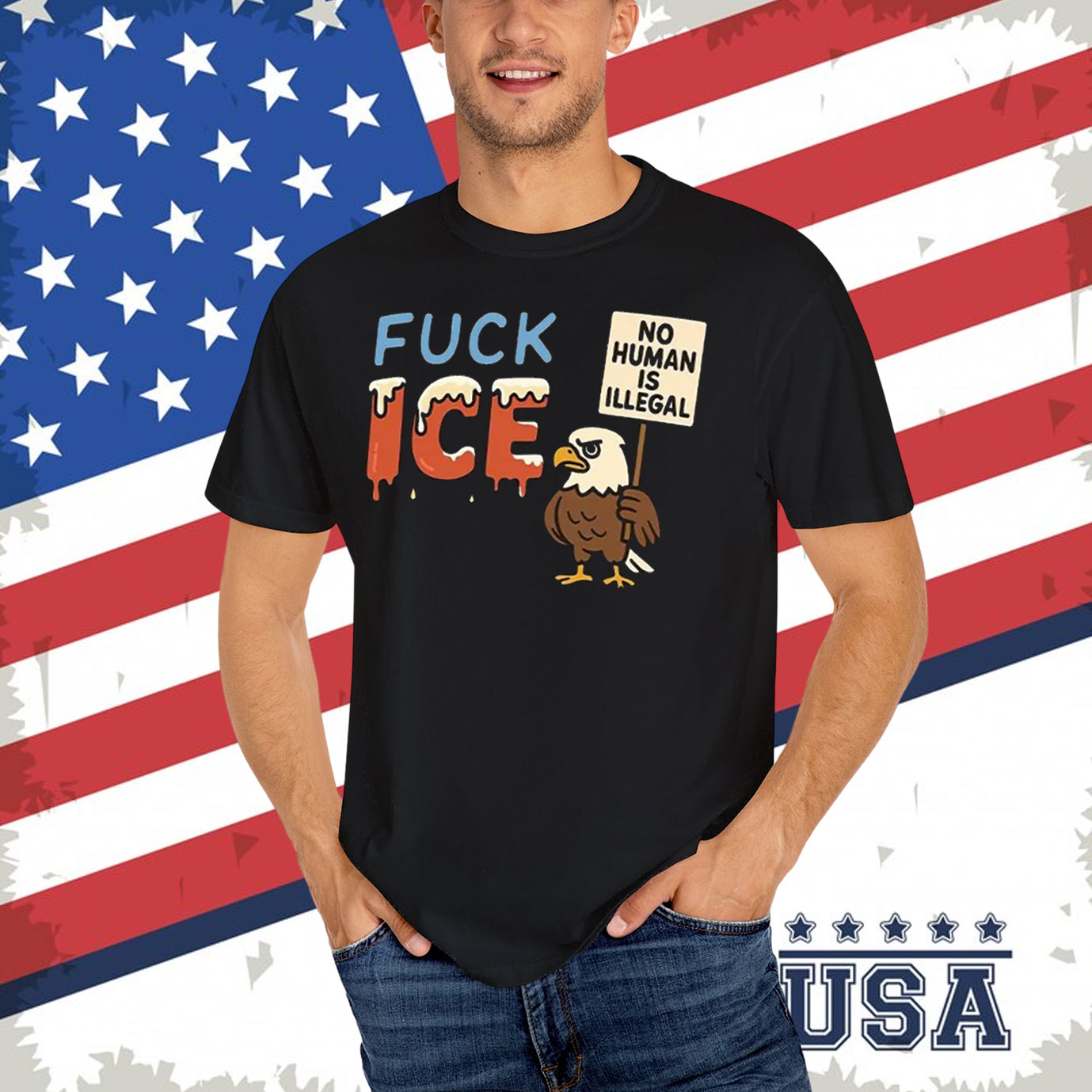 No Human Is Illegal FuCK ICE T-Shirt