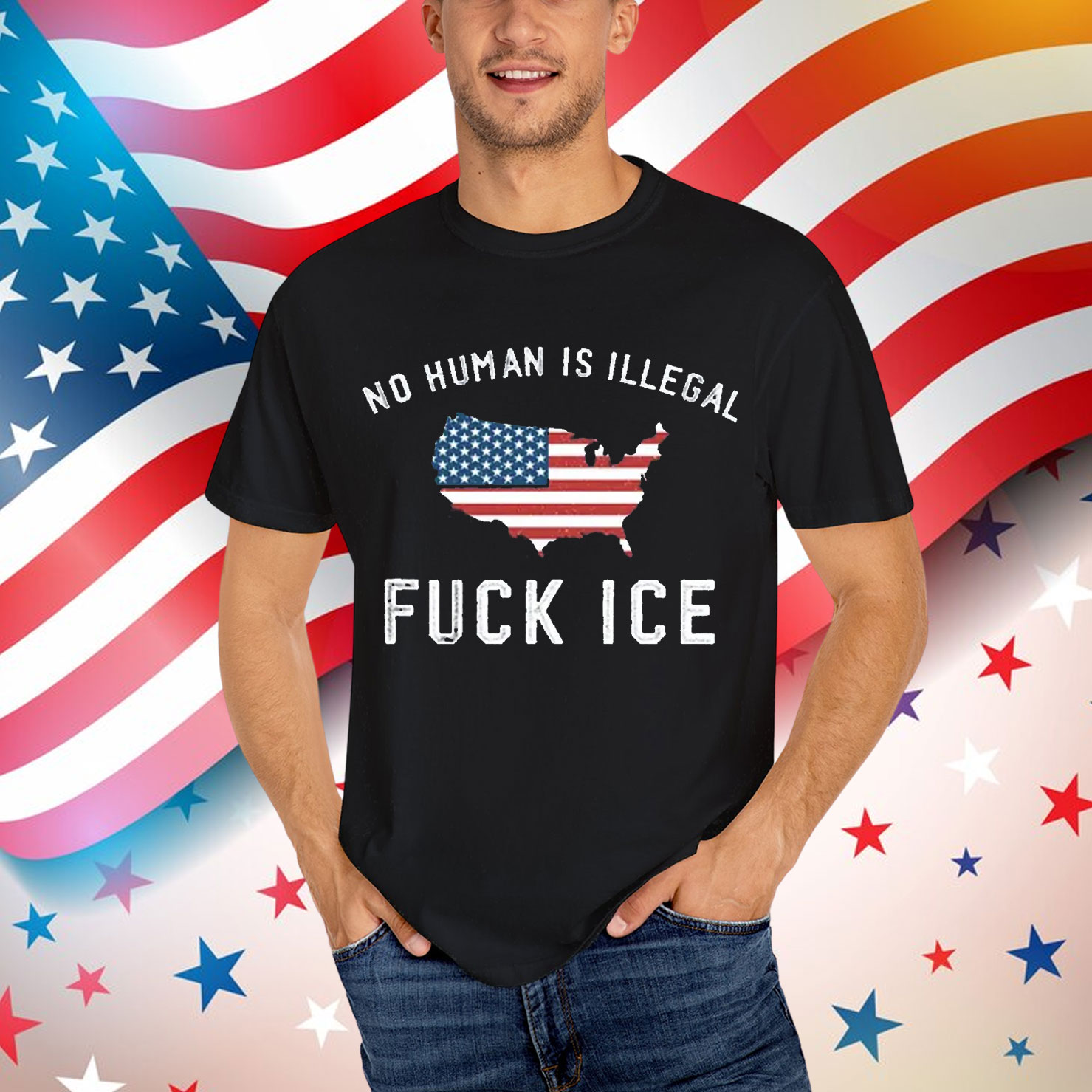 No Human Is Illegal Fuck ICE Anti Trump Shirt