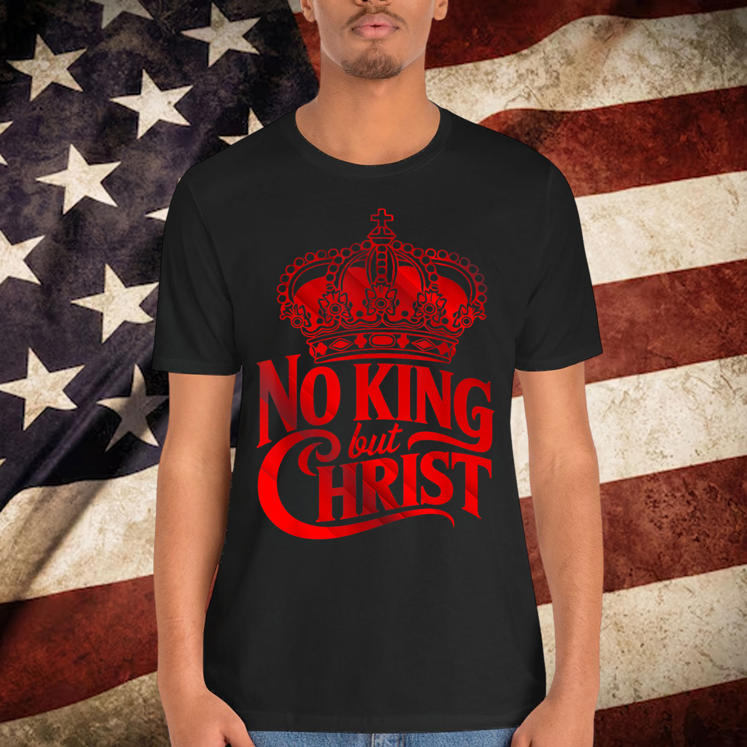 No King But Christ Cross Christian Faith T-Shirt