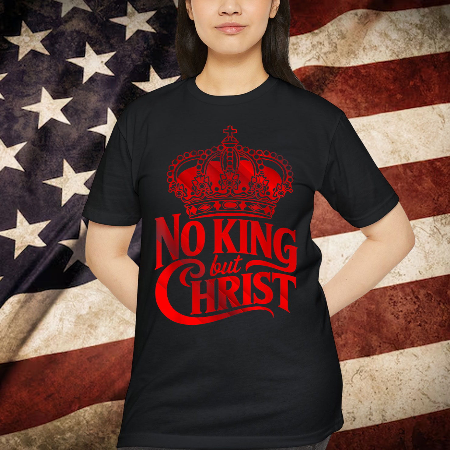No King But Christ Cross Christian Faith T-Shirt