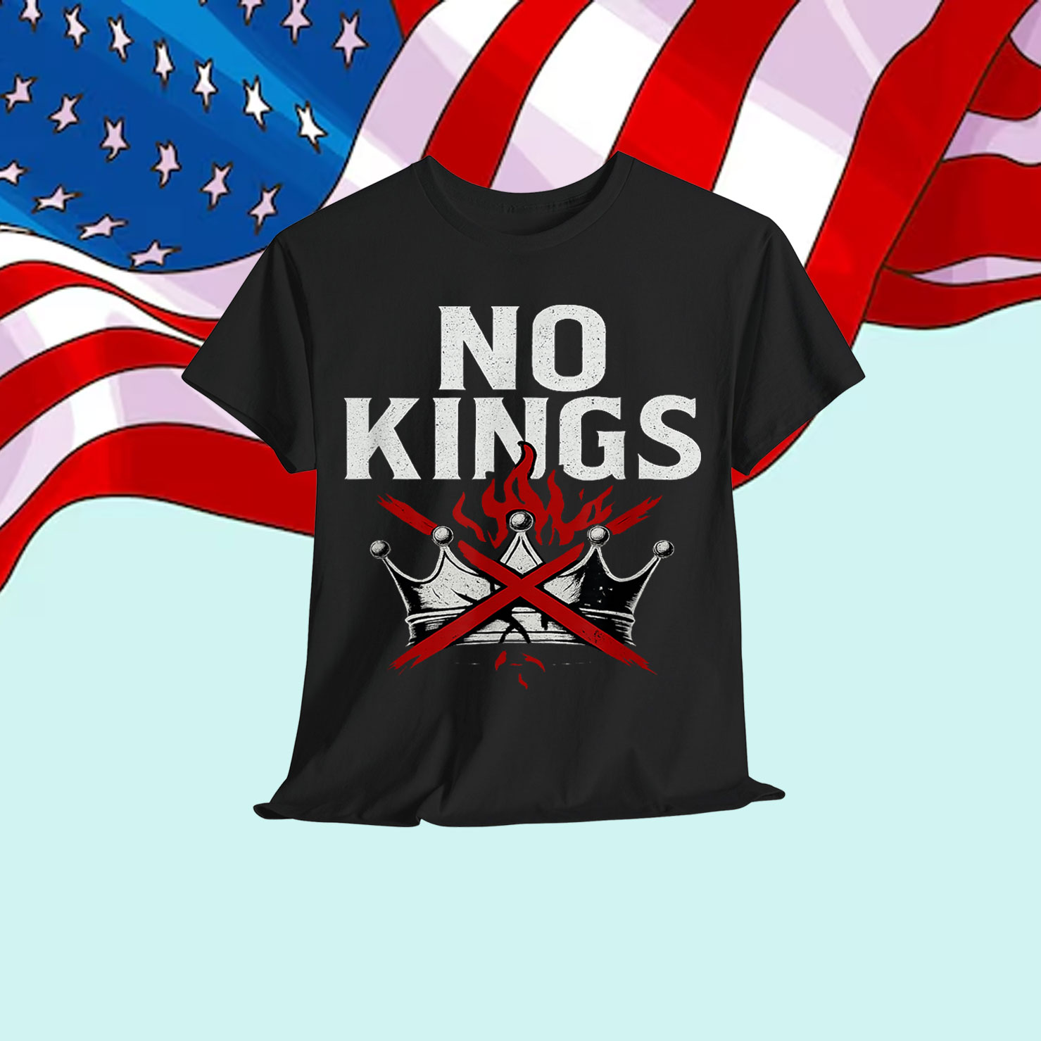 No Kings Graphic Bold Symbolic Design T-Shirt