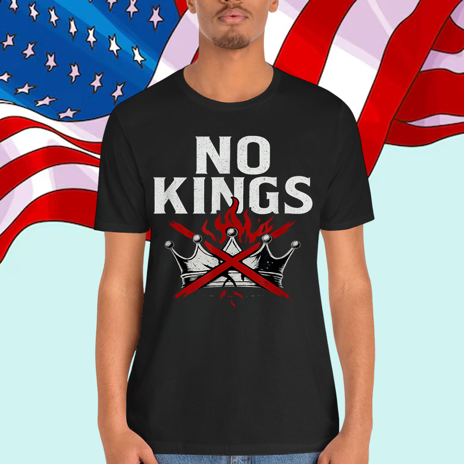 No Kings Graphic Bold Symbolic Design T-Shirt