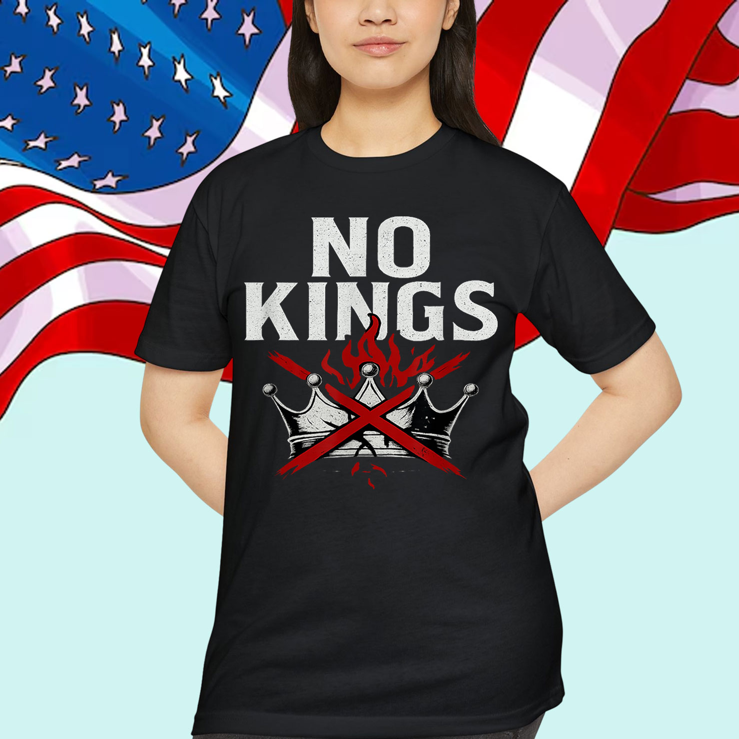 No Kings Graphic Bold Symbolic Design T-Shirt