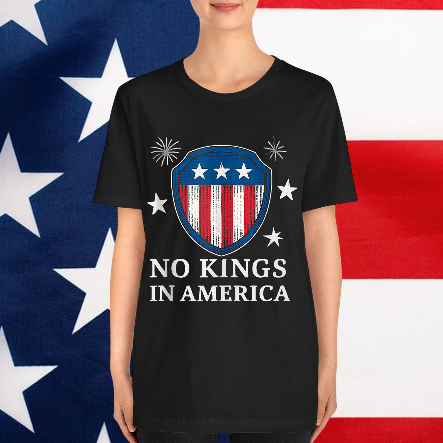 No Kings In America 4th Of July US flag Independence Day T-Shirt