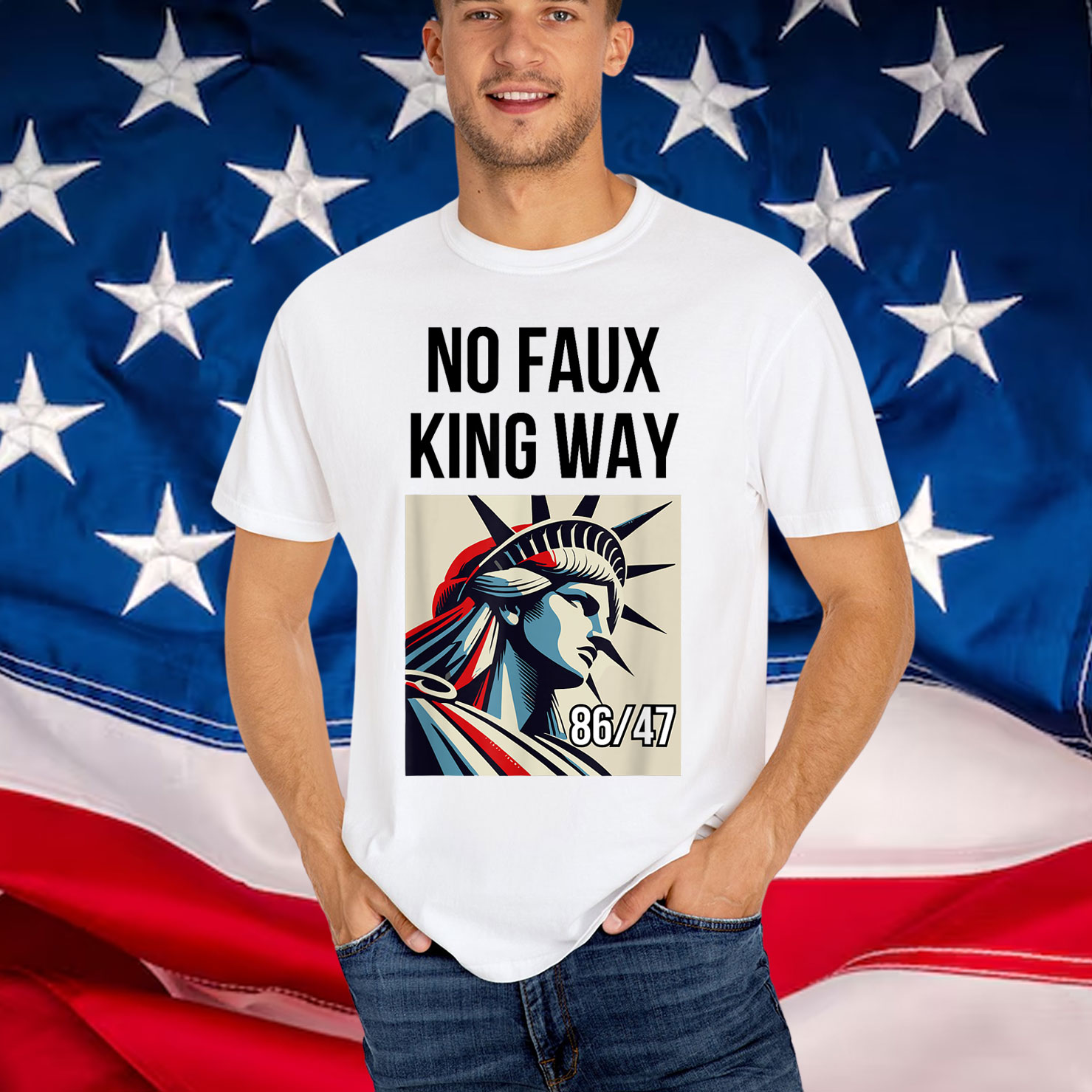 No Kings In America No Faux King Way nti Fascism Fascist T-Shirt