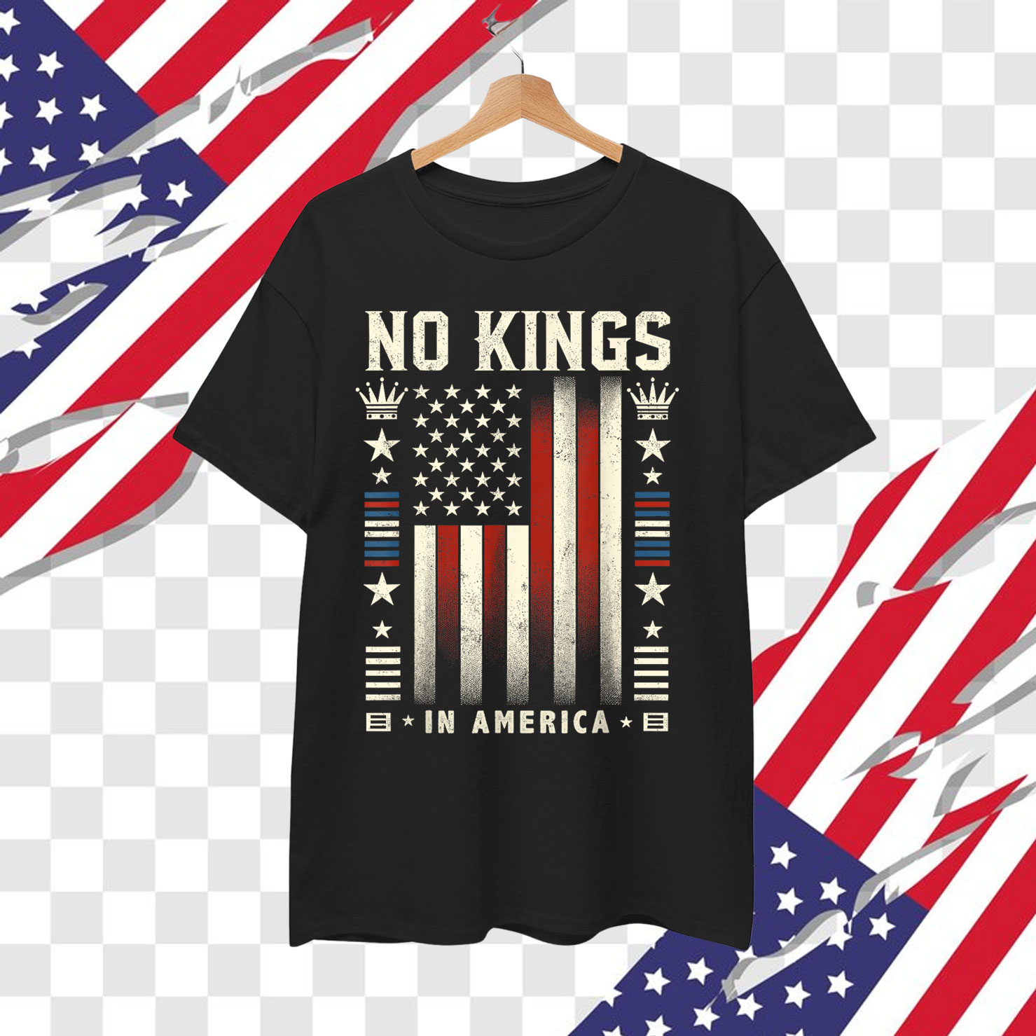 No Kings In America Patriotic Democracy Vintage T-Shirt