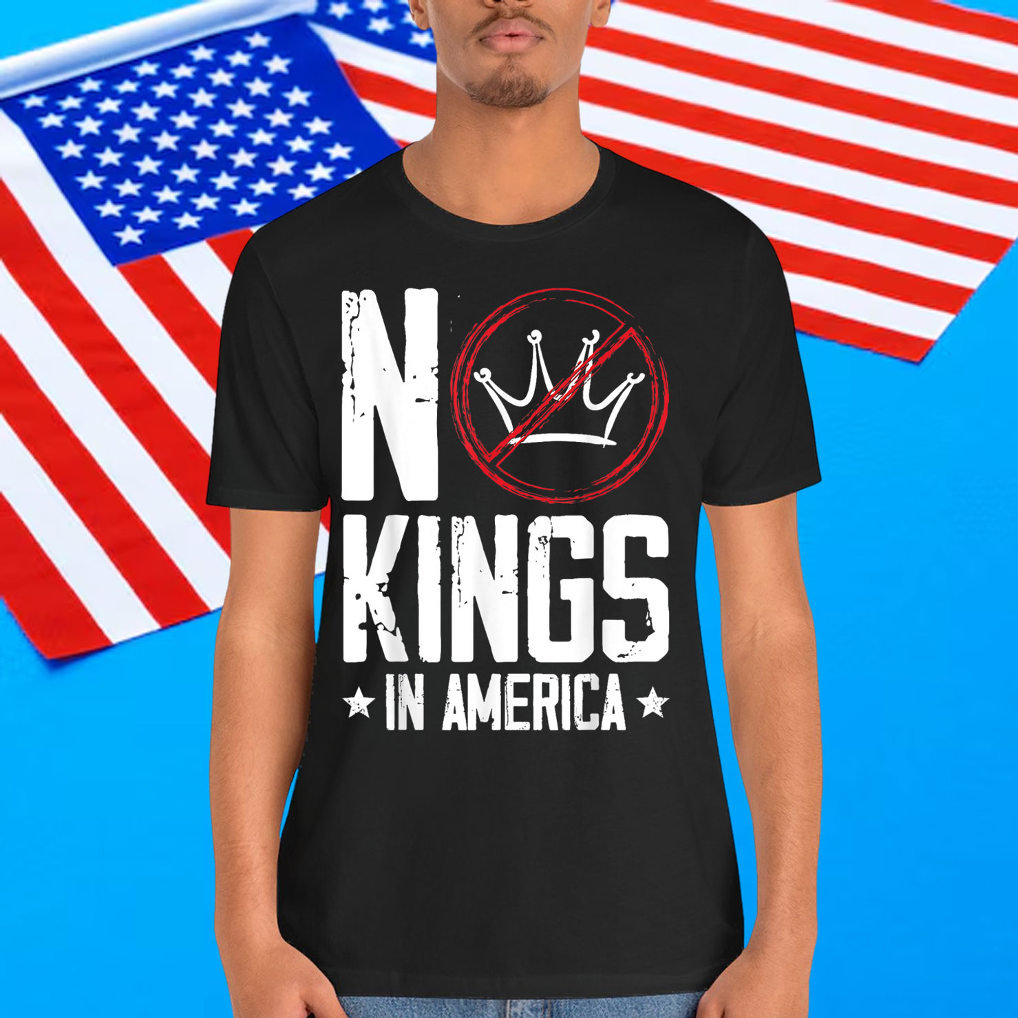 No Kings In America Patriotic Political Protest Quote T-Shirt