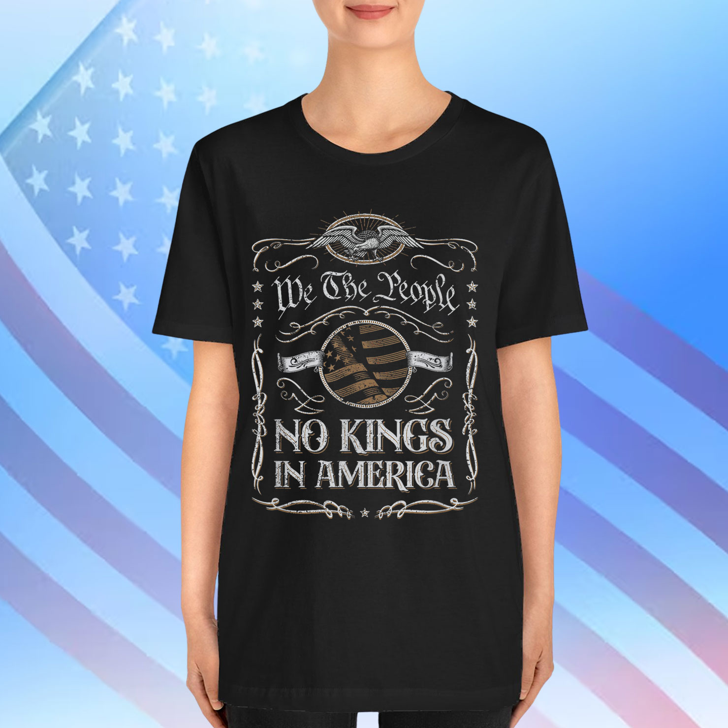 No Kings In America Patriotic Retro 4th Of July T-Shirt
