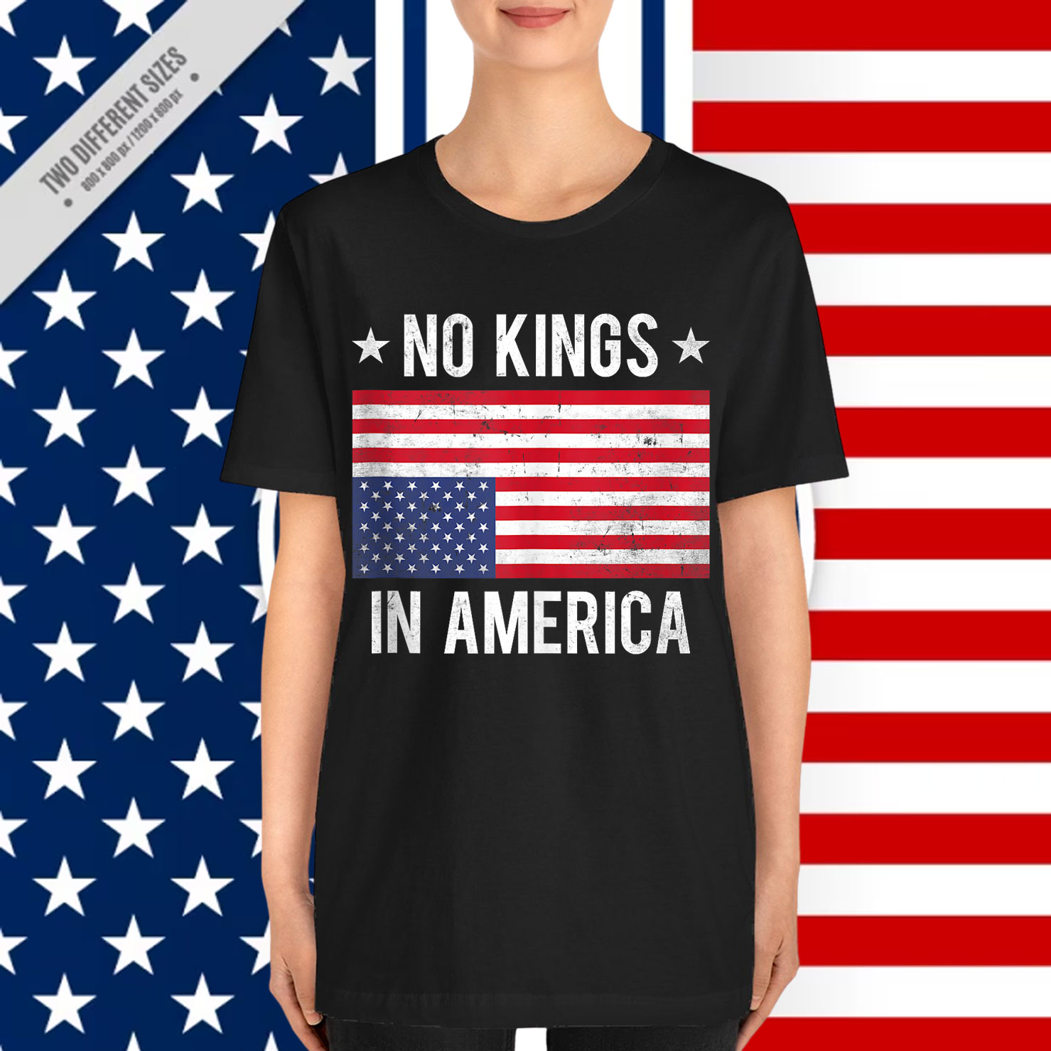 No Kings In America Protest Upside American T-Shirt