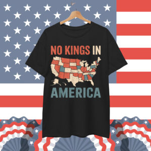 No Kings In America Retro USA Map Patriotic T-Shirt