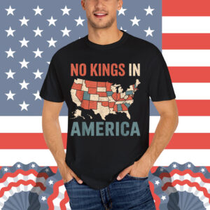 No Kings In America Retro USA Map Patriotic T-Shirt
