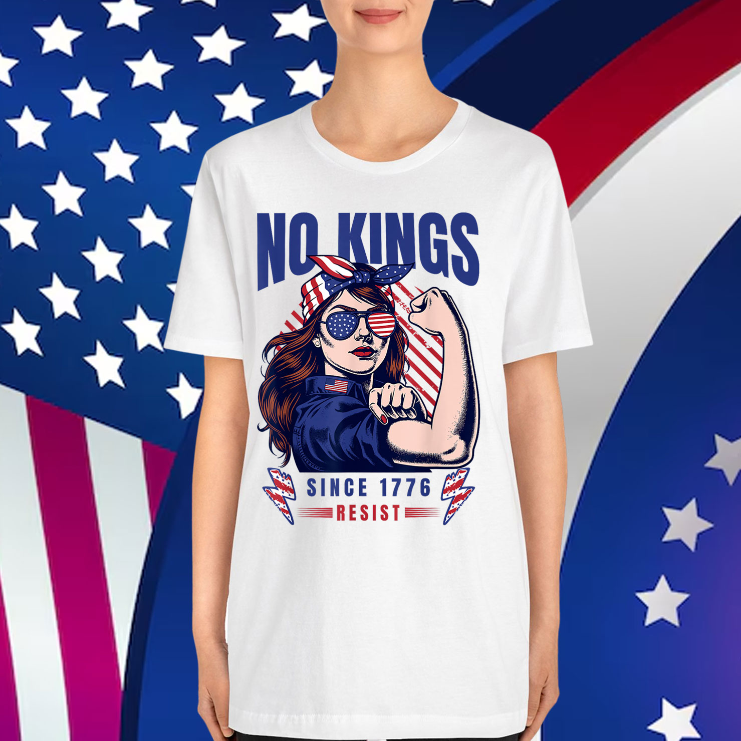 No Kings In America Since 1776 Patriotic Feminism Statement T-Shirt