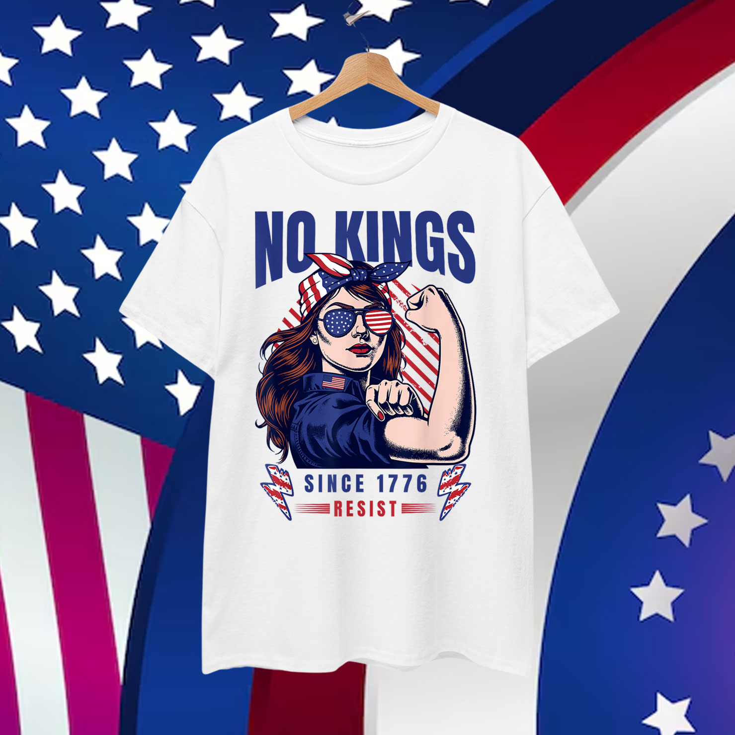 No Kings In America Since 1776 Patriotic Feminism Statement T-Shirt