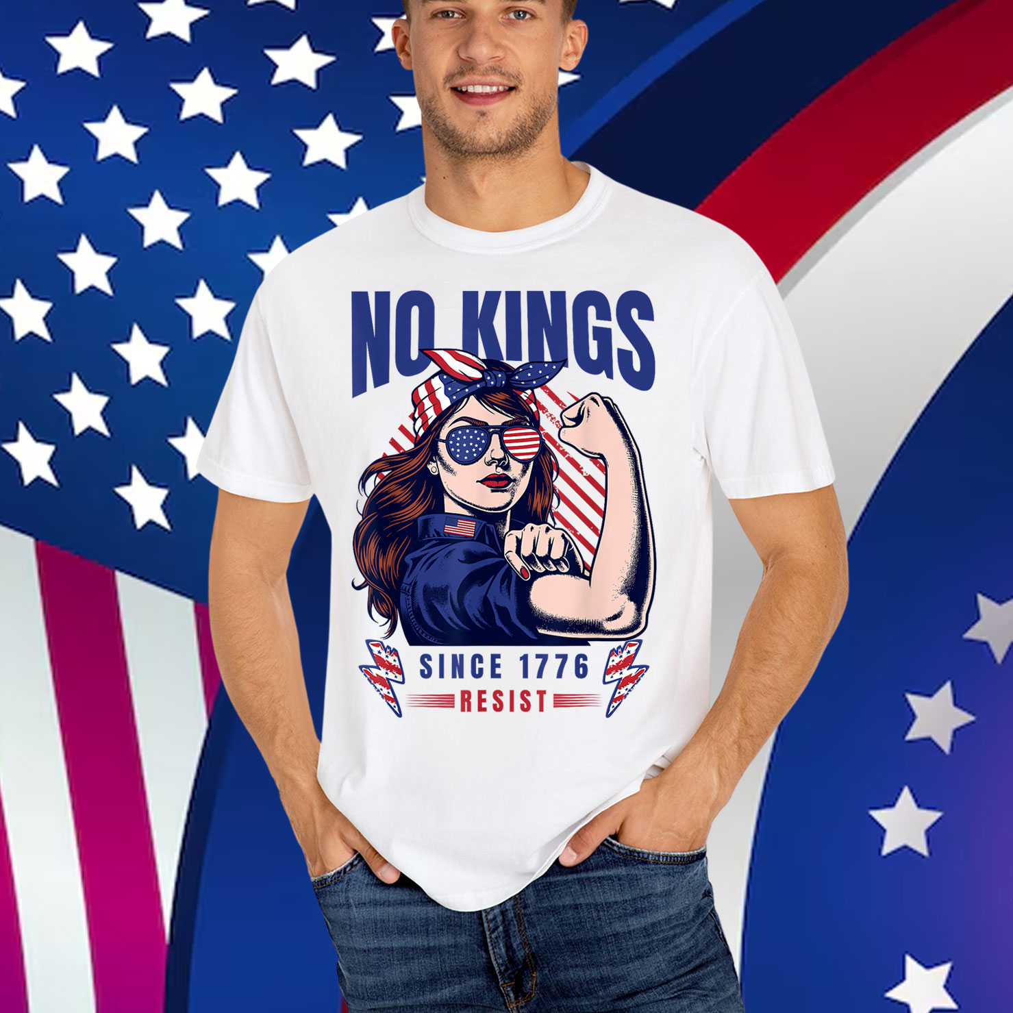 No Kings In America Since 1776 Patriotic Feminism Statement T-Shirt
