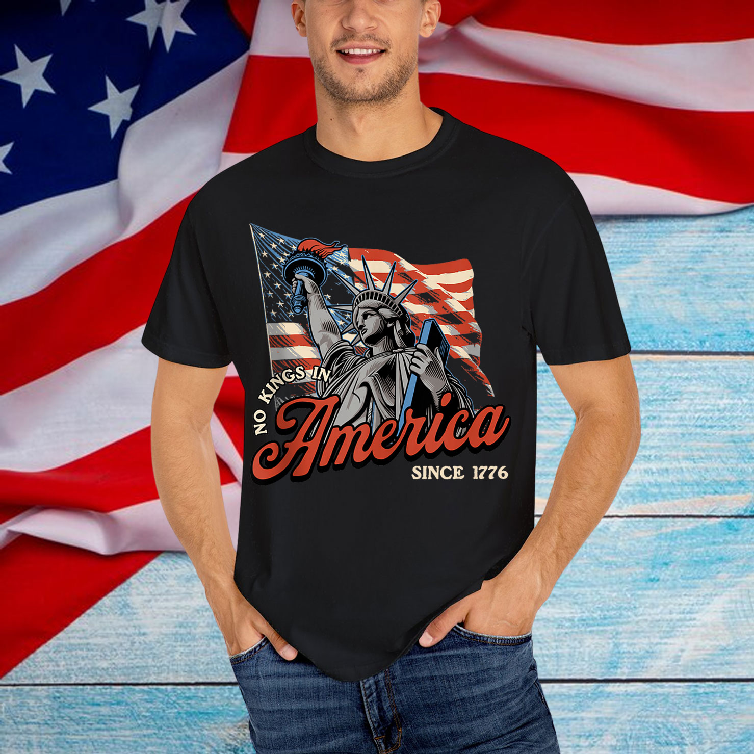 No Kings In America Since 1776 Patriotic Liberty Statement T-Shirt